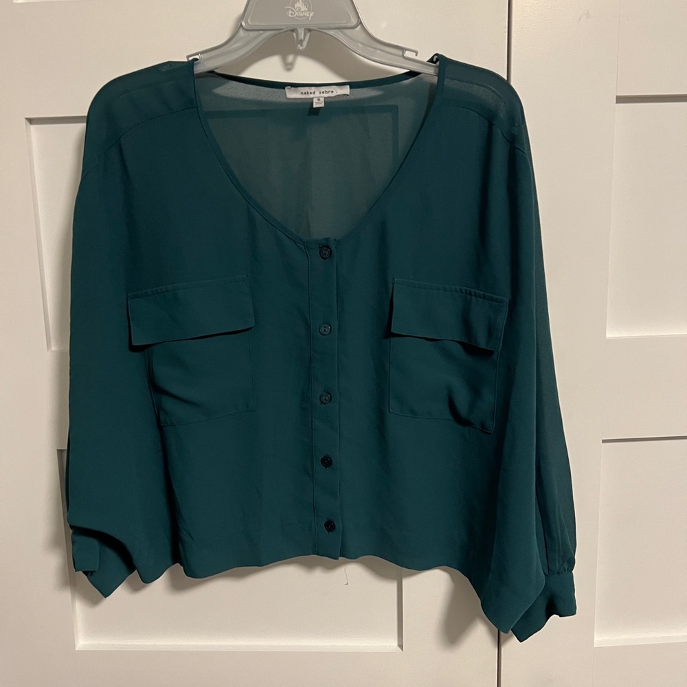 Naked Zebra Emerald Cropped Batwing Top